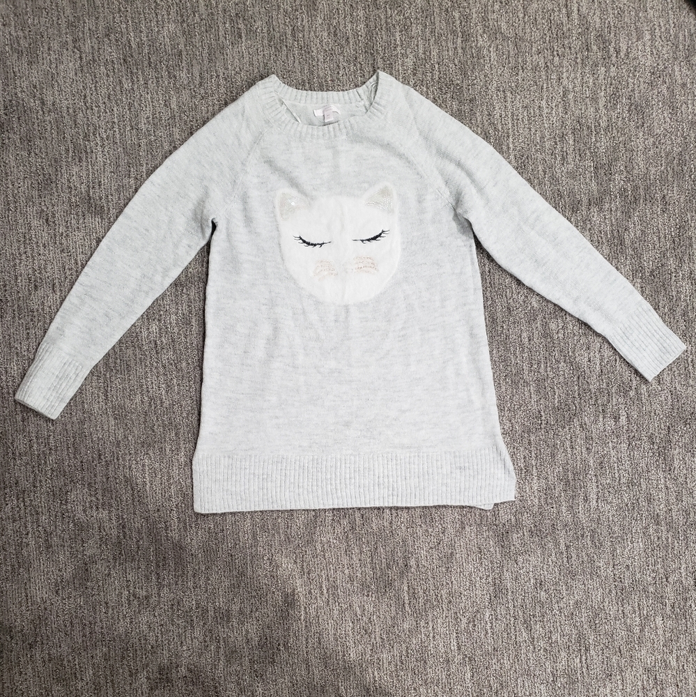 Lauren Conrad Medium Gray and Metallic Cat Sweater